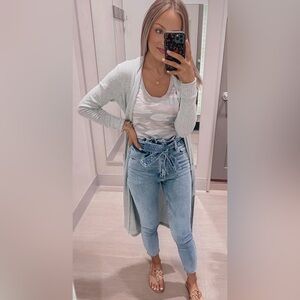 LOFT Light Sage Green Long Cardigan XL